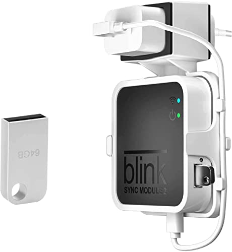 HOLACA 64 GB USB Flash Laufwerk und Wandhalterung für Blink Sync Module 2, Halterung für Neue Blink Innensicherheitskamera für den Innenbereich mit einfach zu montierendem Kurzkabel (White) von HOLACA