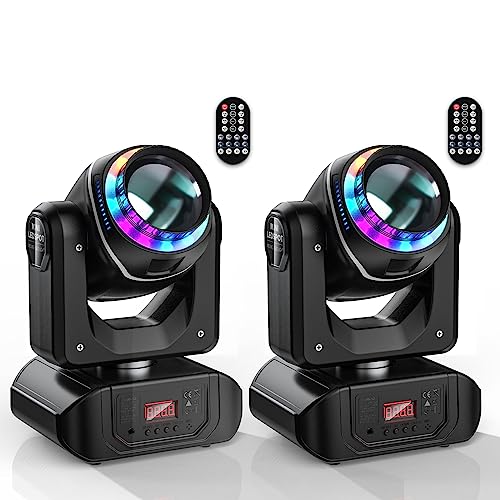 100W Moving Head LED mit Fernbedienung 18 Prismen/10 Muster Bühnenlicht Strahleffekt Hohe Helligkeit Leistungsstarker Scheinwerfer Partylicht für Disco Live Show Bar Bühnentechnik 2pcs von HOLDLAMP