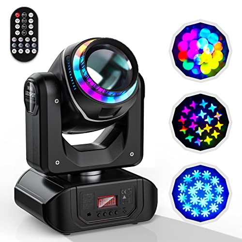 100W Moving Head LED mit Fernbedienung18 Prismen 10 Muster 8 Farben Bühnenlicht Strahleffekt Hohe Helligkeit Leistungsstarker Scheinwerfer Partylicht für Disco Club Live Show Bar Hochzeit Weihnachten von HOLDLAMP