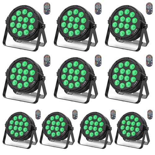 10pcs 6W*14 LED Par Strahler, RGBW DMX512 LED Bühnenlicht Partylicht mit Fernbedienung,Discolicht Scheinwerfer Beleuchtung für Stage DJ KTV Show Bar Halloween Weihnachten von HOLDLAMP