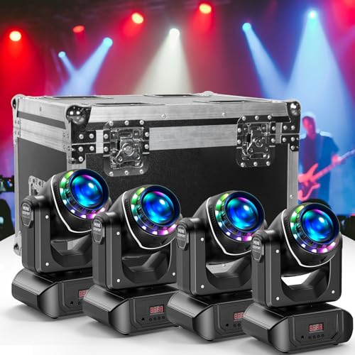 4PCS 100W Moving Head LED mit Flight case（4 in 1) 18 Prismen 10 Muster 8 Farben Bühnenlicht RGBW Partylicht für Disco Club Live Show Bar Scheinwerfer von HOLDLAMP