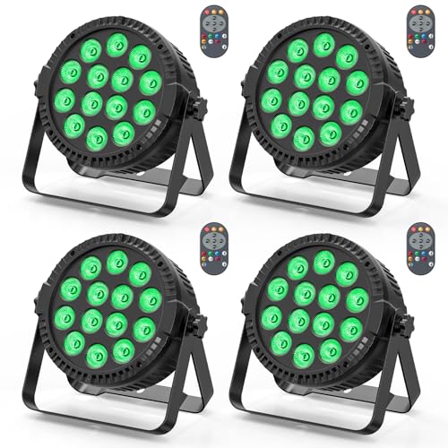 4er LED Par Strahler 14 LED Bühnenlicht Partylicht RGBW DMX512 4-in-1 Par Licht mit Fernbedienung,Discolicht Scheinwerfer Beleuchtung Par LED Licht für Stage DJ Party Show Bar Halloween Weihnachten von HOLDLAMP