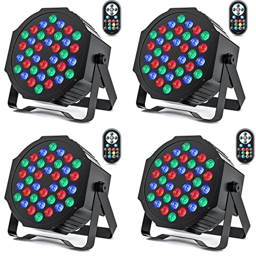 HOLDLAMP 4 Stücke 36 LED Par Scheinwerfer Bühnenlicht, RGB LED Par Strahler Party Lichter mit Fernbedienung DMX512 Discolicht für Bar DJ Show Disco Geburtstag Halloween Weihnachten von HOLDLAMP