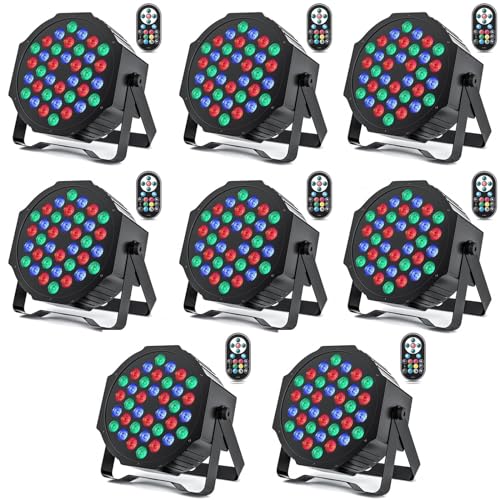 HOLDLAMP 8 Stücke 36 LED Par Scheinwerfer Bühnenlicht, RGB LED Par Strahler Party Lichter mit Fernbedienung DMX512 Discolicht für Bar DJ Show Disco Geburtstag Halloween Weihnachten von HOLDLAMP