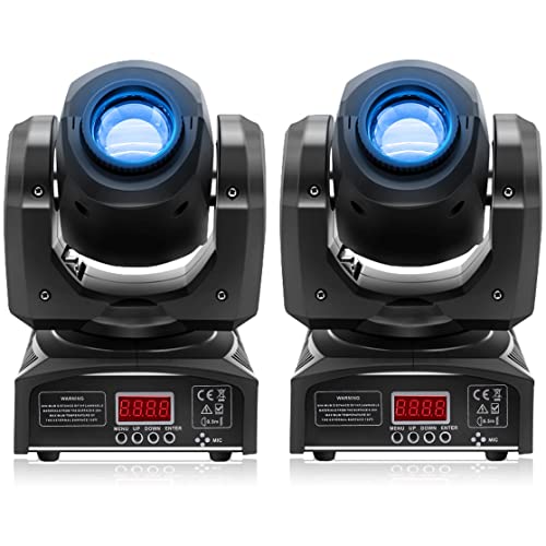 HOLDLAMP Moving Head LED Bühnenlicht Beam DMX512 Partylichter Wash Spot Licht Lampe 8 Muster Lichteffekt für Bar Party Halloween Weihnachten Hochzeit Disco Kinder - 2 PCS von HOLDLAMP