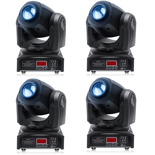 HOLDLAMP Moving Head LED Bühnenlicht Beam DMX512 Partylichter Wash Spot Licht Lampe 8 Muster Lichteffekt für Bar Party Halloween Weihnachten Hochzeit Disco Kinder - 4 PCS von HOLDLAMP