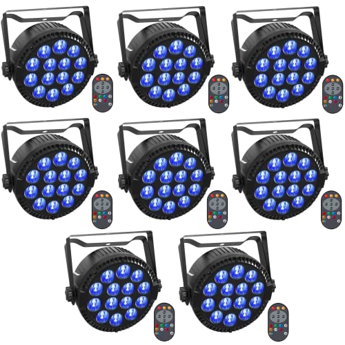 HOLDLAMP Par Licht Bühnenlicht mit Fernbedienung 14 * 6W LED RGBW Discolicht DMX 512 Partylichter Regenbogen Effekt Lichts für Bar DJ KTV Disco Geburtstag Party Halloween Weihnachten (8 PCS) von HOLDLAMP