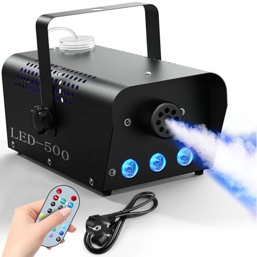 Nebelmaschine, Rauchmaschinen mit Kabelloser Fernbedienung Led 7 Farbige 500W Klein Nebel Maschine Passend Nebelmaschine für Party Halloween Hochzeit Bühne Weihnachten & Bühnenauftritte usw - Schwarz von HOLDLAMP