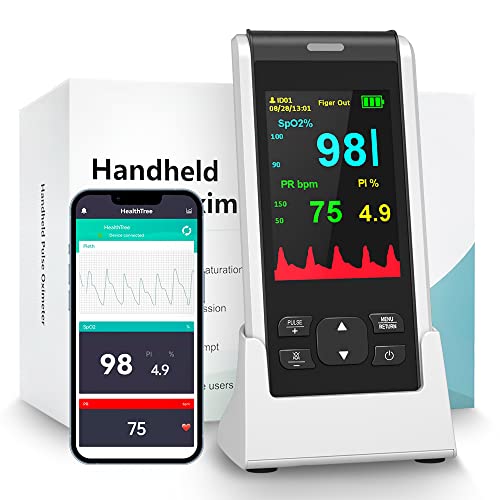 HOLFENRY Finger-Pulsoximeter,Wiederaufladbares Sauerstoffsättigung Messgerät Finger Oximeter Finger Sauerstoff mit App für SpO2, Herzfrequenz Tracking Zu Hause Reise oder Geschäft Reise Verwenden von HOLFENRY