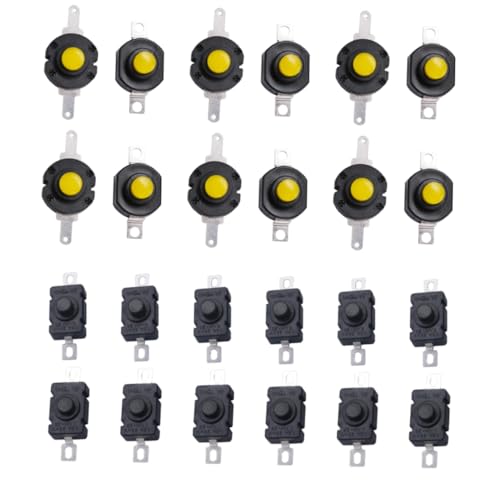 HOLIDYOYO 24Stücke Mini Druckknopfschalter für Taschenlampen Selbstverriegelnd für Elektronische Geräte und Kompakt Einfache Installation von HOLIDYOYO