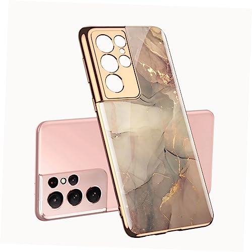HOLIDYOYO 5G Marmor Telefonhülle Für Ultra Schützendes Gehäuse Mit Elegantem Design Stoßfest Kratzfest Aus Gehärtetem PC TPU Champagnerfarbe Perfekter Sitz von HOLIDYOYO
