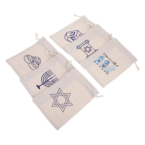 HOLIDYOYO 6pcs Cotton Draw String -taschen Für Feiertagsparty Gefälligkeiten Wiederverwendbare Wickelbeutel Süßigkeitenpacktaschen Für Hanukka -aufbewahrungs Süßigkeiten von HOLIDYOYO