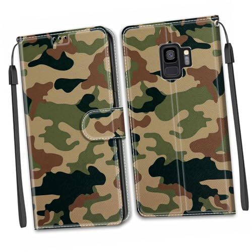 HOLIDYOYO TPU Handyhülle Mit Kickstand Funktion Für Dünn Leicht Mehrere Kartenfächer Kratzfest Stoßfest Gelbes Tarnmuster Optimaler Schutz von HOLIDYOYO