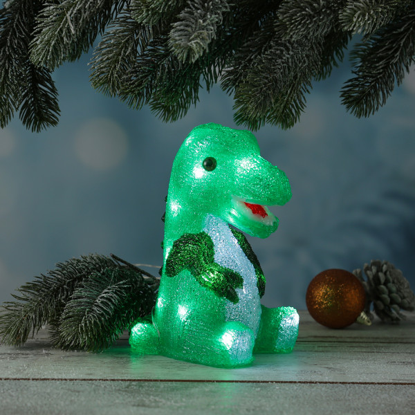 LED Dinosaurier - Acryl Tierfigur - 20 kaltweiße LED - H: 21cm - Ti... von HOLLYHOPPER
