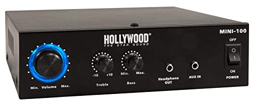 HOLLYWOOD the Starsound - HiFi-Verstärker Mini 100 | 230V oder 12V | HiFi Endstufe 100W Musikleistung | AUX IN 3,5mm | Stereo Cinch-Eingang für Anlage Party Musik von HOLLYWOOD the Starsound