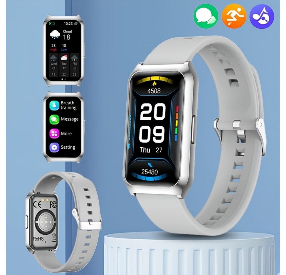 HOMAILIDA für Männer & Frauen, Zinklegierungsgestaltung Smartwatch (1.46 cm, Andriod iOS), mit Nachrichtenbenachrichtigungen mehrere Sportmodi, Musikwiedergabe von HOMAILIDA