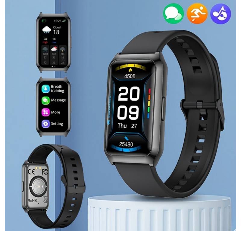 HOMAILIDA für Männer & Frauen, Zinklegierungsgestaltung Smartwatch (1.46 cm, Andriod iOS), mit Nachrichtenbenachrichtigungen mehrere Sportmodi, Musikwiedergabe von HOMAILIDA