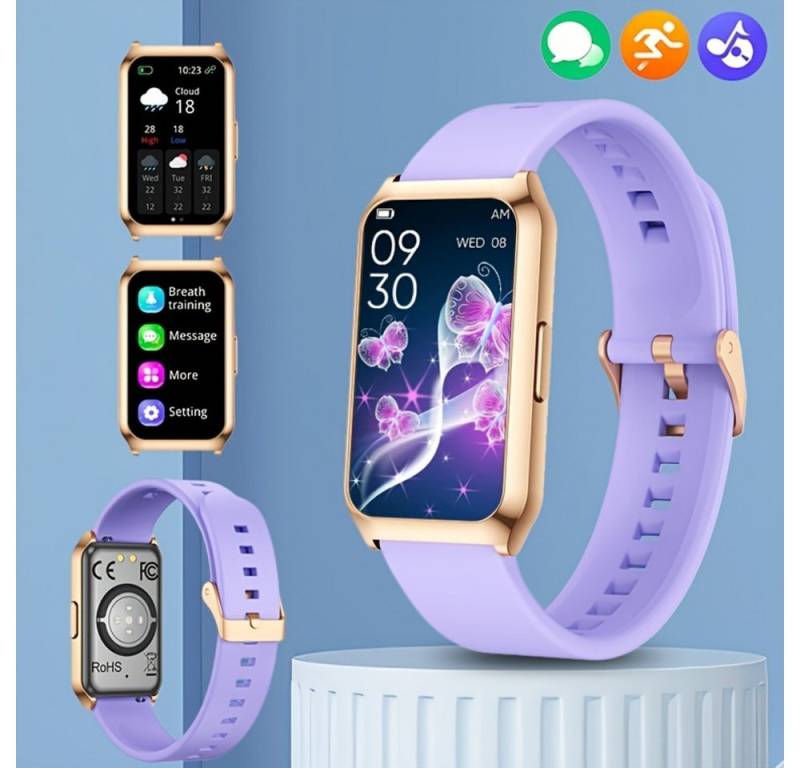 HOMAILIDA für Männer & Frauen, Zinklegierungsgestaltung Smartwatch (1.46 cm, Andriod iOS), mit Nachrichtenbenachrichtigungen mehrere Sportmodi, Musikwiedergabe von HOMAILIDA