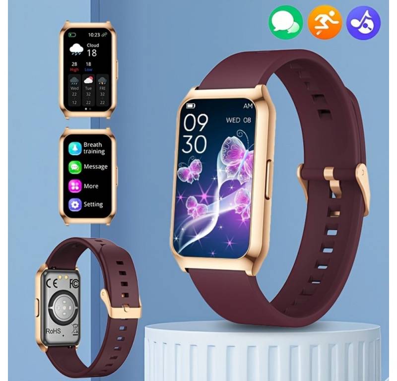 HOMAILIDA für Männer & Frauen, Zinklegierungsgestaltung Smartwatch (1.46 cm, Andriod iOS), mit Nachrichtenbenachrichtigungen mehrere Sportmodi, Musikwiedergabe von HOMAILIDA