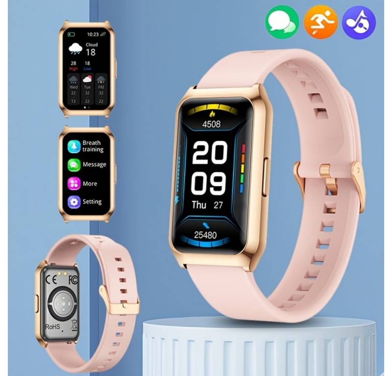 HOMAILIDA für Männer & Frauen, Zinklegierungsgestaltung Smartwatch (1.46 cm, Andriod iOS), mit Nachrichtenbenachrichtigungen mehrere Sportmodi, Musikwiedergabe von HOMAILIDA