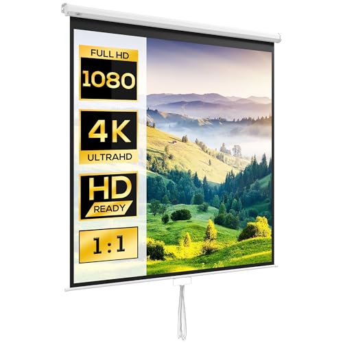 HOMCOM 99-Zoll-Projektionsleinwand, Beamer-Leinwand, für Heimkino, 1:1 4K HD, Wand- oder Deckenbefestigung, 189 x 7 x 182 cm, Weiß HOMCOM 99-Zoll-Projektionsleinwand, Beamer-Leinwand, für Heimkino, 1:1 4K HD, Wand- oder Deckenbefestigung, 189 x 7 x 182 cm, Weiß von HOMCOM