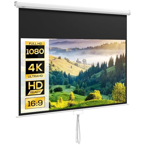 HOMCOM Beamer-Leinwand 172 x 96 cm Manuell Projektionsleinwand, Rollleinwand für 4K, HD, Filmleinwand für Heimkino und Präsentation Weiß HOMCOM Beamer-Leinwand 172 x 96 cm Manuell Projektionsleinwand, Rollleinwand für 4K, HD, Filmleinwand für Heimkino und Präsentation Weiß von HOMCOM