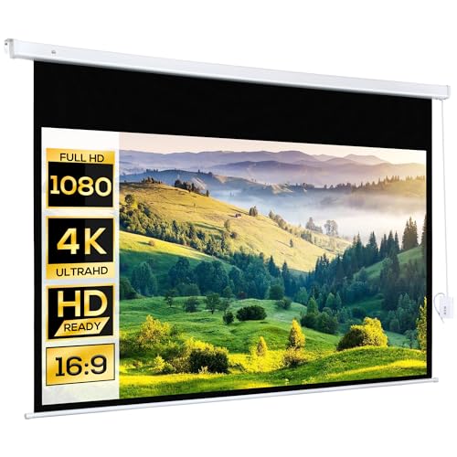 HOMCOM Projektorleinwand 100 Zoll für Wand- oder Deckenmontage, Projektionsleinwand aus Kunststoff und Metall mit Fernbedienung, 247 x 7,5 x 168 cm, Weiß HOMCOM Projektorleinwand 100 Zoll für Wand- oder Deckenmontage, Projektionsleinwand aus Kunststoff und Metall mit Fernbedienung, 247 x 7,5 x 168 cm, Weiß von HOMCOM
