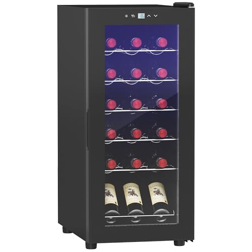 HOMCOM Weinkühlschrank, 50 L Getränkekühlschrank für 18 Flaschen, Weinklimaschrank, Flaschenkühlschrank mit Innenbeleuchtung, Touch, 5-18°C, Schwarz HOMCOM Weinkühlschrank, 50 L Getränkekühlschrank für 18 Flaschen, Weinklimaschrank, Flaschenkühlschrank mit Innenbeleuchtung, Touch, 5-18°C, Schwarz von HOMCOM