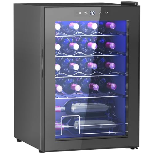 HOMCOM Weinkühlschrank, 53 L Getränkekühlschrank für 20 Flaschen, Weinklimaschrank, Flaschenkühlschrank mit Innenbeleuchtung, Touch, 5-18°C, Schwarz HOMCOM Weinkühlschrank, 53 L Getränkekühlschrank für 20 Flaschen, Weinklimaschrank, Flaschenkühlschrank mit Innenbeleuchtung, Touch, 5-18°C, Schwarz von HOMCOM