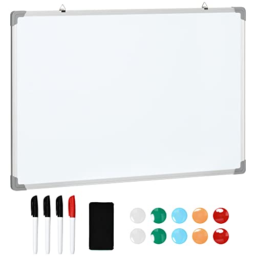 HOMCOM Whiteboard Magnetisch Magnettafel mit 4 Markern 1 Radiergummi 10 Magnet Staffelei Wandmontage leicht abwischbar 90 x 1,8 x 60 cm von HOMCOM