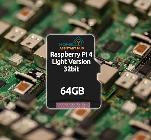 Raspberry PI OS für Raspberry PI 4 auf 64 GB microSDXC UHS-I Speicherkarte - Alle Versionen (32bit Light) von HOME ASSISTANT HUB