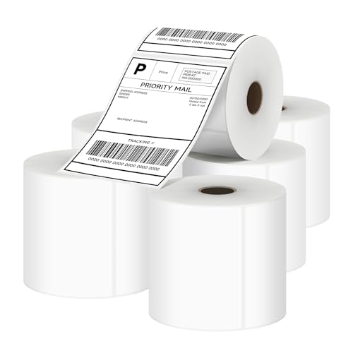 Homelux Thermo Etiketten 3000 Stück Thermoetiketten 4 × 6 Zoll 6 Rollen Thermoetiketten Versandetiketten 100x150mm Adressetiketten Selbstklebend von HOMELUX