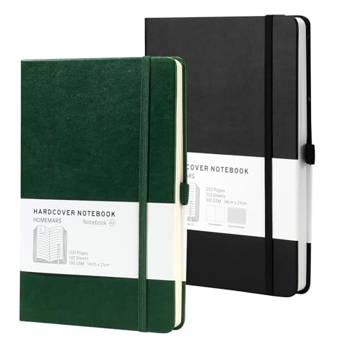 HOMEMARS Notizbuch, Notizbuch a5, Notebook, Hardcover Leader Bullet Dot Grid Journal,100 gsm Papier,14.5 X 21cm, Dotted,2 Stück, 200 Pages, mit Lesezeichen, Stiftschlaufe,Grün Schwarz HOMEMARS Notizbuch, Notizbuch a5, Notebook, Hardcover Leader Bullet Dot Grid Journal,100 gsm Papier,14.5 X 21cm, Dotted,2 Stück, 200 Pages, mit Lesezeichen, Stiftschlaufe,Grün Schwarz von HOMEMARS