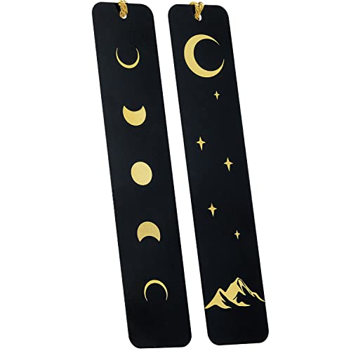 Lesezeichen, Bookmark, Lesezeichen Set Metall, 2 Stücke Schwarz Goldener Mond Berg, ruhestand Geschenke, Lehrer Studenten Geschenk, Pärchen Geschenke, Beste Freundin Geschenke, Weihnachtsgeschenke von HOMEMARS