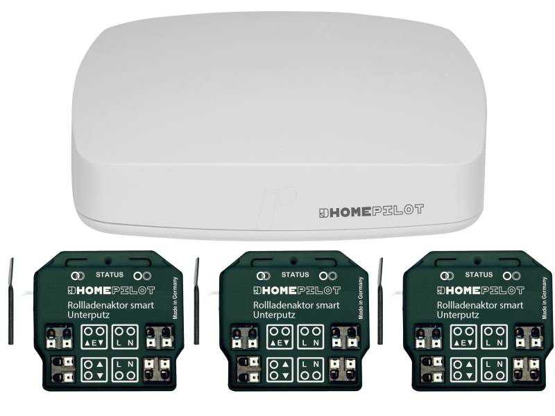 HOMEPI START - Starter Set Gateway premium + Rollladenaktor smart Unterputz 3er von HOMEPILOT