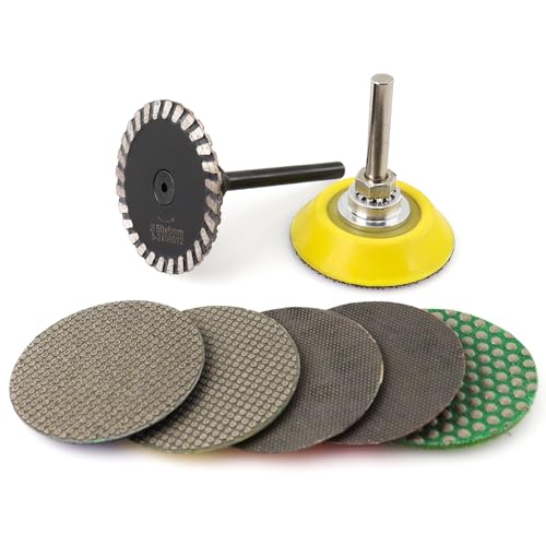 HOMESOM 7-teiliges 5,1 cm Schleifscheiben-Set, 5,1 cm galvanisierte Diamant-Polierpads und 1/4-Zoll-Schaftbohrer, 50 mm abnehmbarer Schaft, Schnitzsägeblatt und Polierpad zum Polieren HOMESOM 7-teiliges 5,1 cm Schleifscheiben-Set, 5,1 cm galvanisierte Diamant-Polierpads und 1/4-Zoll-Schaftbohrer, 50 mm abnehmbarer Schaft, Schnitzsägeblatt und Polierpad zum Polieren von HOMESOM