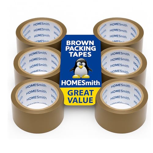 HomeSmith Paketklebeband, 9 Rollen, starkes braunes Packband, 48 mm x 50 m, für Kartons, Bürobedarf, Umzüge und Großnutzung von HOMESmith