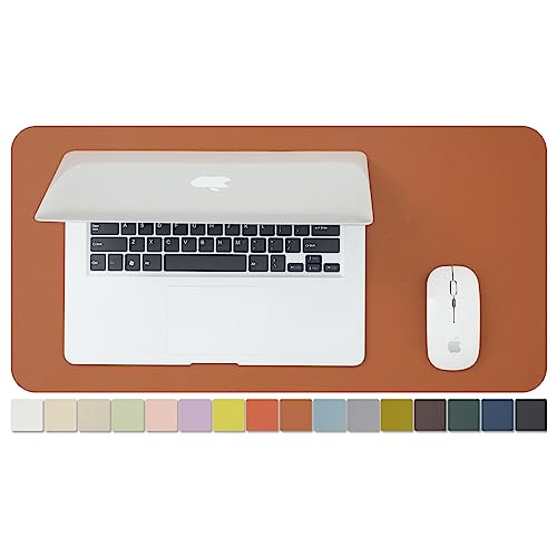 Kompakte Leder-Schreibtischunterlage – rutschfeste PU-Schreibtischunterlage und Mauspads für Büro und Zuhause – Schreibtisch-Organisation und Zubehör (Braun,60cmx 30cm) von HOMIEAZICOZI