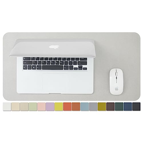 Kompakte Leder-Schreibtischunterlage – rutschfeste PU-Schreibtischunterlage und Mauspads für Büro und Zuhause – Schreibtisch-Organisation und Zubehör (Silber,60cmx 30cm) von HOMIEAZICOZI