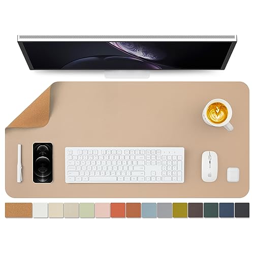Kork Schreibtischunterlage - Doppelseitige Schreibtischauflage - Als große Mausunterlage und Schreibtischmatten auf Schreibtischen（Dunkle Aprikose Farbe、90cmx43cm） von HOMIEAZICOZI