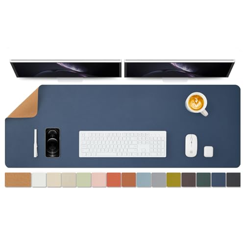Kork Schreibtischunterlage - Doppelseitige Schreibtischauflage für Büro und Zuhause - Als große Mausunterlage und Schreibtischmatten auf Schreibtischen（Dunkelblau、120cmx43cm） von HOMIEAZICOZI