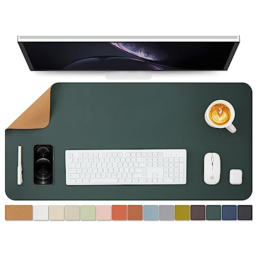 Kork Schreibtischunterlage - Doppelseitige Schreibtischauflage für Büro und Zuhause - Als große Mausunterlage und Schreibtischmatten auf Schreibtischen（Dunkelgrün、90cmx43cm） von HOMIEAZICOZI