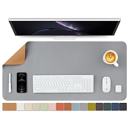 Kork Schreibtischunterlage - Doppelseitige Schreibtischauflage für Büro und Zuhause - Als große Mausunterlage und Schreibtischmatten auf Schreibtischen（Grau、90cmx43cm） von HOMIEAZICOZI