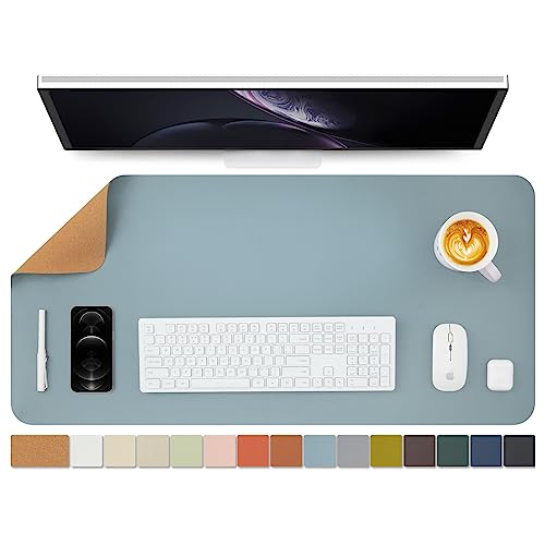 Kork Schreibtischunterlage - Doppelseitige Schreibtischauflage für Büro und Zuhause - Als große Mausunterlage und Schreibtischmatten auf Schreibtischen（Hellblau、90cmx43cm） von HOMIEAZICOZI