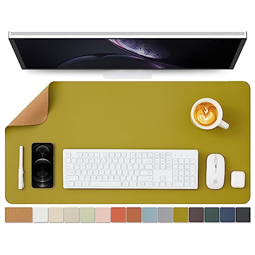 Kork Schreibtischunterlage - Doppelseitige Schreibtischauflage für Büro und Zuhause - Als große Mausunterlage und Schreibtischmatten auf Schreibtischen（Olivgrün、80cmx40cm） von HOMIEAZICOZI
