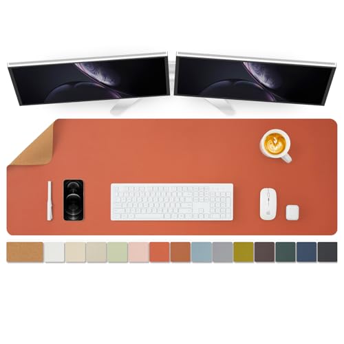 Kork Schreibtischunterlage - Doppelseitige Schreibtischauflage für Büro und Zuhause - Als große Mausunterlage und Schreibtischmatten auf Schreibtischen（Orange、120cmx43cm） von HOMIEAZICOZI