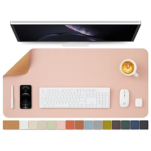 Kork Schreibtischunterlage - Doppelseitige Schreibtischauflage für Büro und Zuhause - Als große Mausunterlage und Schreibtischmatten auf Schreibtischen（Rosa、90cmx43cm） von HOMIEAZICOZI