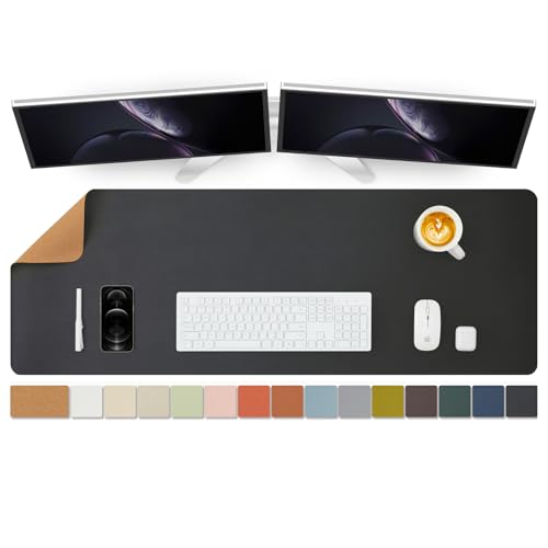 Kork Schreibtischunterlage - Doppelseitige Schreibtischauflage für Büro und Zuhause - Als große Mausunterlage und Schreibtischmatten auf Schreibtischen（Schwarz、120cmx43cm） von HOMIEAZICOZI