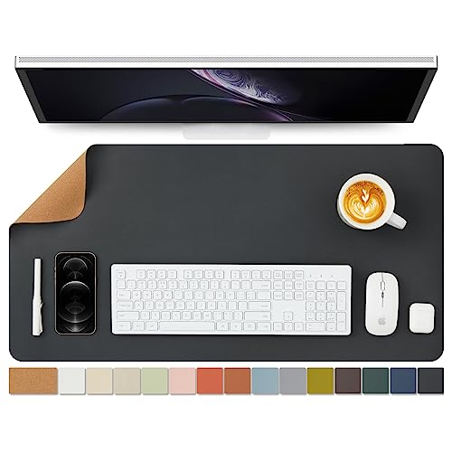 Kork Schreibtischunterlage - Doppelseitige Schreibtischauflage für Büro und Zuhause - Als große Mausunterlage und Schreibtischmatten auf Schreibtischen（Schwarz、80cmx40cm） von HOMIEAZICOZI