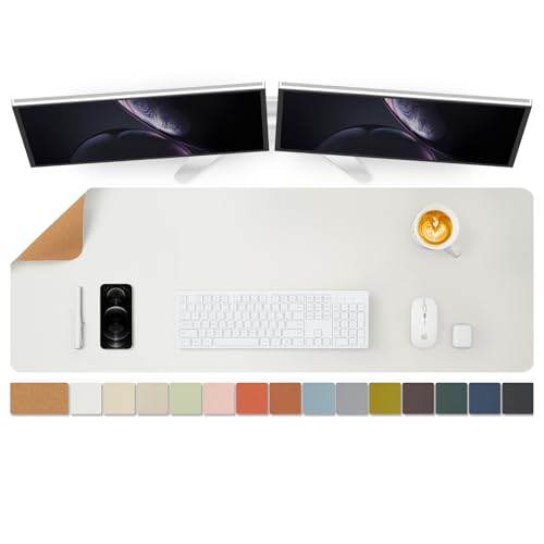 Kork Schreibtischunterlage - Doppelseitige Schreibtischauflage für Büro und Zuhause - Als große Mausunterlage und Schreibtischmatten auf Schreibtischen（Weiß、120cmx43cm） von HOMIEAZICOZI